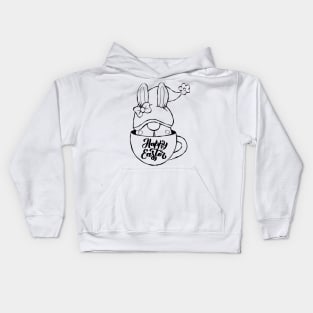 Cute bunny gnome ,happy Easter cartoon, Cartoon style. Kids Hoodie